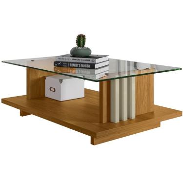 Imagem de Mesa De Centro Tampo Vidro Retangular Foz Cumaru/opala