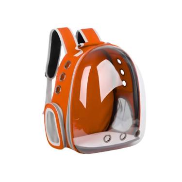 Imagem de Mochila Pet Transporte Cães E Gatos Visão Panorâmica Laranja