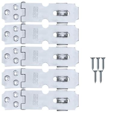 Imagem de Dobradiça Porta Cadeado Fecho Trinco Zincado 6,5cm Para Portão Gaveta Armário | Silvana | Kit 05 Un