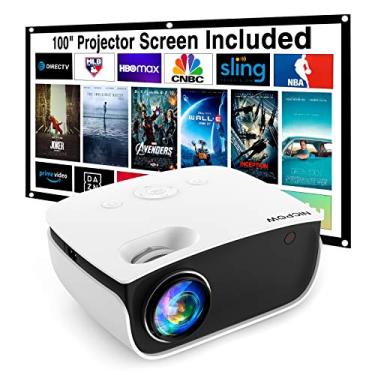 Imagem de NICPOW Projetor Externo Com Tela, Mini Para Home Theater, 1080P E Filmes De 240 Polegadas, 7500 Lux, Vídeo Portátil Compatível Smartphone/Tv Stick/Ps5/Pc/Laptop