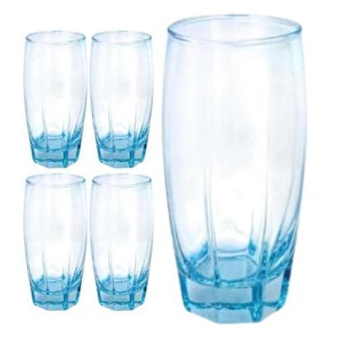 Imagem de Conj. 4 Copos Luxo 370ml Flórida Vidro Azul Grosso Água - Praticasa