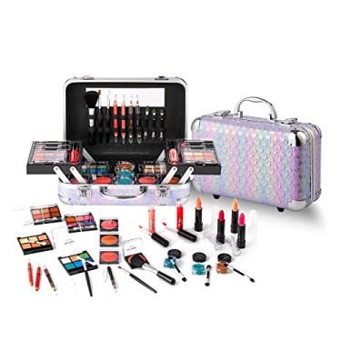 Imagem de Hot Sugar Conjunto de maquiagem completo para meninas adolescentes 10 a 12 anos kit de maquiagem completo para iniciantes, inclui paleta de sombra, blush, brilho labial, batom, lápis, pincel espelhado (coração roxo)