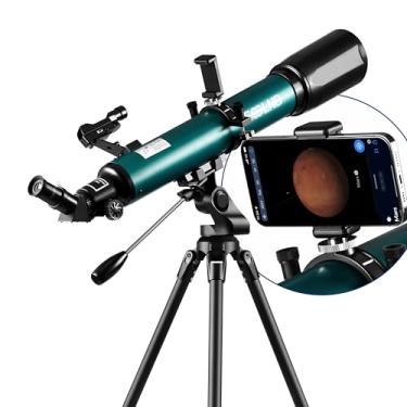 Imagem de ESSLNB Telescope, 80mm Aperture 700mm Astronomy Telescopes for Adults Beginners, Professional High Transmission Travel Refractor Telescope with Stargazing APP Wireless Remote Phone Adapter