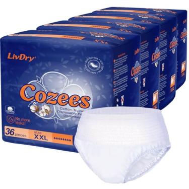 Imagem de Cozees Roupa íntima descartável para mulheres, menstrual e pós-parto, alta absorção, conforto coberto de algodão, feita nos EUA (36 unidades, 2GG)