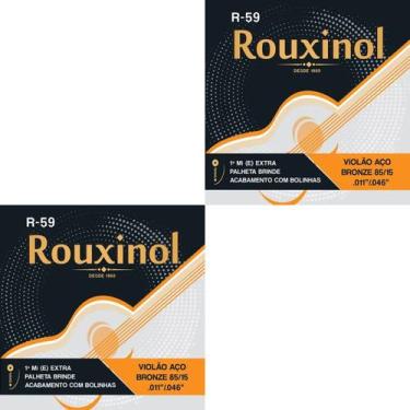 Imagem de Kit 2 Encordoamento Violão Aço Bronze R59 Rouxinol .011" PRR59L