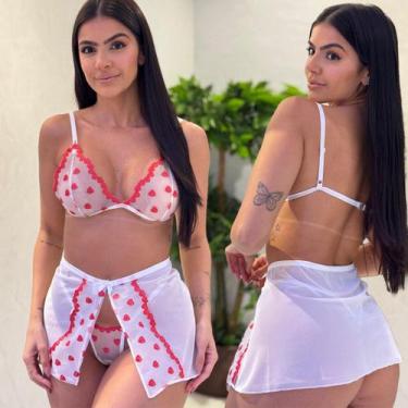 Imagem de Conjunto Tule Bordado Com Saia Sem Bojo Se Ferrinho Luxo Sensual - Lik