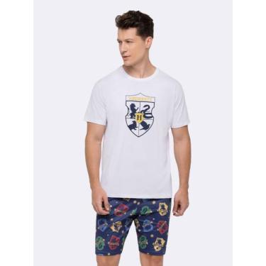 Imagem de Pijama Manga Curta Hogwarts Masculino com Estampa Metalizada - Veggi, 