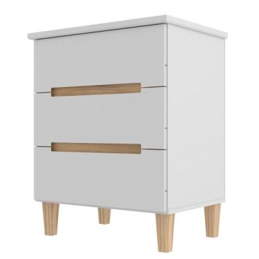 Imagem de Mesa de Cabeceira Logan 3 Gavetas cor Branco e Olmo 63 cm - 73099 - Su