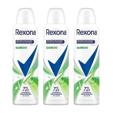Imagem de Kit 3 Desodorante Antitranspirante Aerosol Feminino Rexona Bamboo 72 horas 150ml