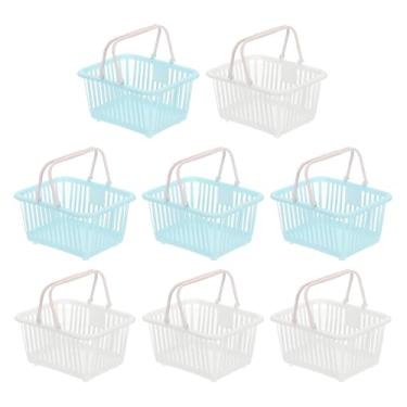 Imagem de PATIKIL 8 peças de cesta pequena de plástico, mini cesta de armazenamento de mercearia pequenas cestas de compras com alça organizadora água filtrada para organizar brinquedos, frutas, legumes
