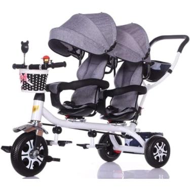 Imagem de Carrinho De Bebê Duplo Infantil Para Bicicleta De Triciclo Duplo 1-3-7 Anos De Idade Leve Grande, B