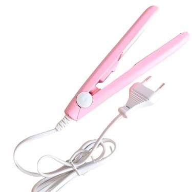 Imagem de Mini Prancha Chapinha de Cerâmica Bivolt Portátil de Bolsa com Controle de Temperatura - Chapa Alisadora para Cabelo (Rosa)