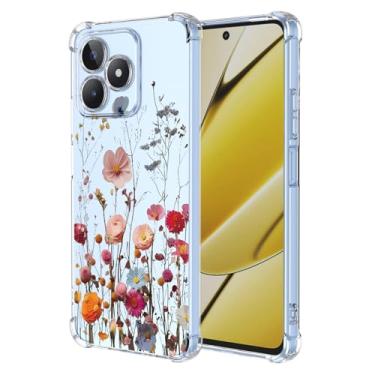 Imagem de RRXSYXL Capa para Oppo Realme C53, Realme C51 4G, Realme Note 50 com estampa floral transparente, capa macia à prova de choque, linda flor, Realme C53