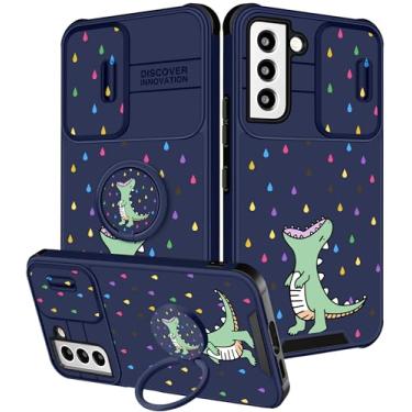Imagem de Goocrux (2 em 1 para Samsung Galaxy S21 FE 5G capa de desenho animado para mulheres bonitos meninos crianças capa de telefone verde legal com capa de câmera deslizante + suporte de anel capas de moda para Samsung S21FE 5G 6,4 polegadas