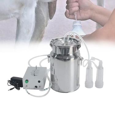 Imagem de MáQuina De Ordenha EléTrica PortáTil De 3l/5l/7l/10l/14l, Kit De MáQuina De Ordenha EléTrica De Vaca/Cabra Com Balde De Leite De AçO InoxidáVel 304, Ordenhadeira De Vacas E MáQuina De Ordenha De Gado
