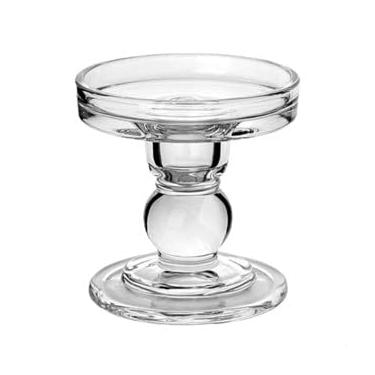 Imagem de Castiçal de Vidro Transparente, 8,5 cm Altura, Base 8 cm, Porta-Vela Decorativo para Mesa