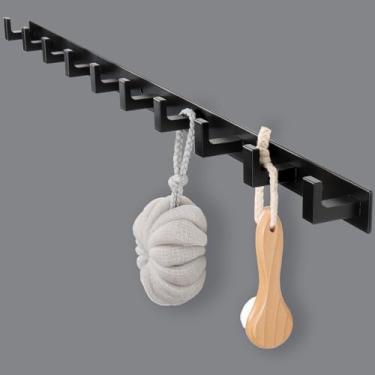 Imagem de Vanloory Cabideiro, gancho de aço inoxidável resistente, 10 cabides triplos, ganchos de parede para armazenamento de adesivo na parede e cola, ganchos de roupas rústicas/trilho de gancho para chave