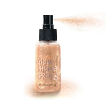 Imagem de BRIMFULITE Spray De Glitter Corporal, Iluminador, Secagem Rápida, Brilho Longa Duração, Para Mulheres Negras, Homens, Festas, Concertos, 2,6 Fl Oz. (Marrom Claro)