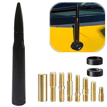 Imagem de Antena bala Stubby de 14 cm mastro curto antena preta substituição universal caminhões SUV carro