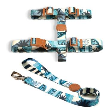 Imagem de Coleira Peitoral H e Guia para Cachorro Fita Premium 100% Poliéster Fecho Resistente(Noronha,PP)