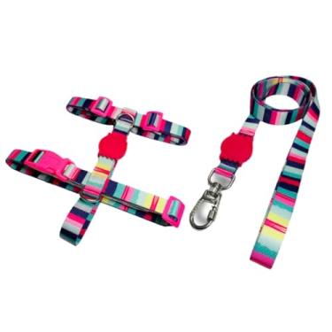Imagem de Coleira Peitoral H Anti Puxão e Guia 1,10m para Cachorro Varias Estampas(Rosa,P)