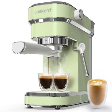 Imagem de Laekerrt Máquina de café expresso 20 bar CMEP01 com espumador de leite, varinha a vapor, máquina expresso profissional para cappuccino e latte (aço inoxidável, verde) presente para papai, pai, amantes