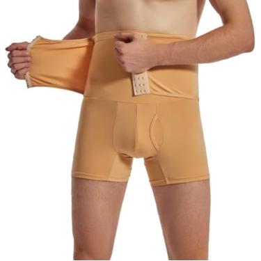Imagem de Modelador De Cintura Masculina Shorts De Controle De Cintura Alta Roupa íntima De Cintura Alta Emagrecimento Body Shaper Compressão Boxer Brief, Skin Color, M-Medium