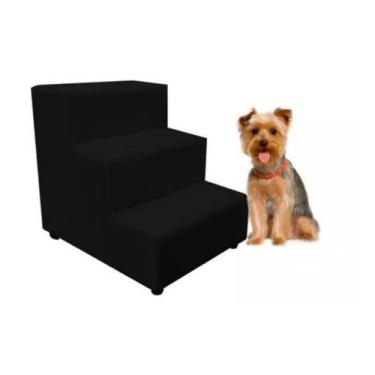 Imagem de Escada Escadinha Pet Cachorro 3 Degraus Rampa Suede Dog - Black House 