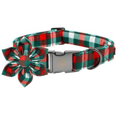 Imagem de Coleira de cachorro: rabinho elegante com manta de Natal com flores - 