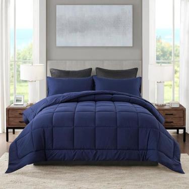 Imagem de Conjunto de edredom DOWNCOOL King Size Blue com 2 fronhas
