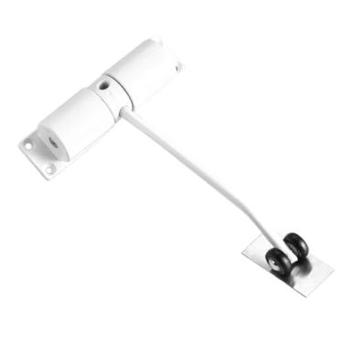 Imagem de predolo Fecho de porta automático, fácil de instalar, velocidade de fechamento ajustável, resistente, silencioso, com trava de fechamento automático para, Branco