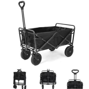 Imagem de Carrinho Multiuso Praia Camping Dobrável Suporta 100kg Carga Roller