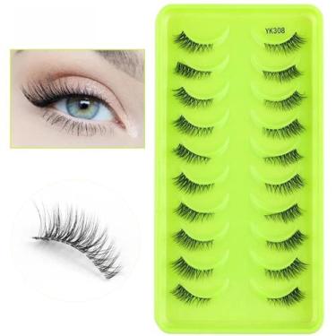 Imagem de Cílios Postiços Naturais Longos E Fluffy 3D Mink Cat Eye 10 Pares Feit