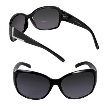 Imagem de Mass Vision Óculos de sol femininos bifocais The Fashionista, óculos de sol de leitura de armação completa (preto, 1,75)