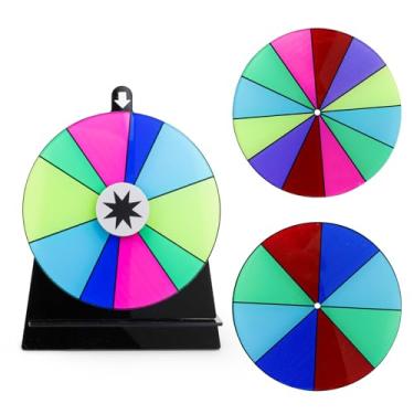 Imagem de Diakey Roda giratória de 15,24 cm com 3 rodas, roleta de mesa colorida com suporte Fortune Spin Game para festa, feira, carnaval, 12 + 10 + 8 compartimentos