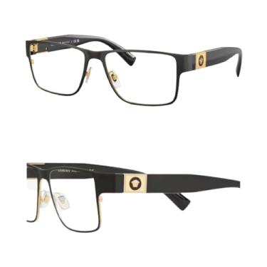 Imagem de Versace VE1274 MEDUSA Armação retangular para óculos com kit de óculos de luxo eSHADES, Preto fosco/dourado (57 mm), 57 mm