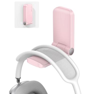 Imagem de Suporte Dobrável Fone de Ouvido DH02 Rosa, para Mesa, Escritório, Cabeceira – Suporte Revestido com Borracha Macia, Superfícies Lisas, Ideal para Fones de Ouvido, Cabos e Acessórios