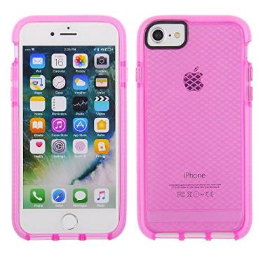 Imagem de Capa de celular Cube para Apple iPhone 8/7/6s/6, Scratch-Proof and Shock Resistant Clear Pink Textured TPU Cover with Pink Bumper