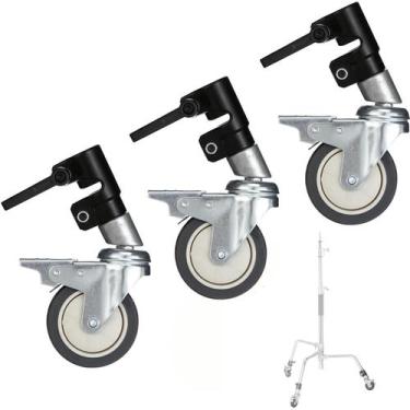 Imagem de Rodízio 3x Rodas 25mm Stand Wheels 360 p/ Tripés e Estúdio - WorldView
