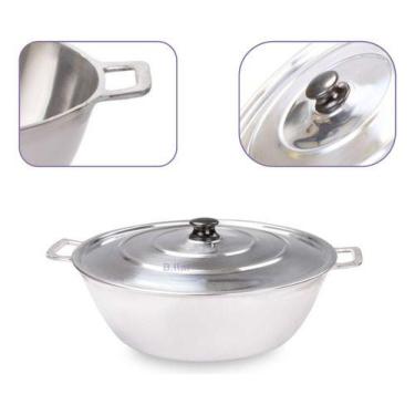 Imagem de Tacho 45 Cm Grande Alumínio Fundido Batido Grosso Com Tampa - DIVIFORT