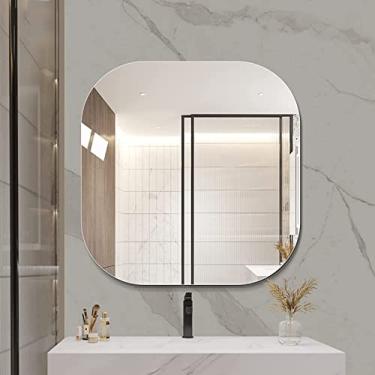 Imagem de LIFOND Espelho de banheiro montado na parede Espelho quadrado sem moldura com bordas polidas, espelho de parede moderno espelho de vaidade para banheiro/quarto/entrada espelho de decoração de parede