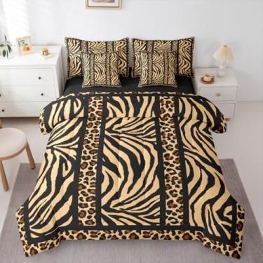 Imagem de Feelyou Conjunto de edredom queen zebra com estampa de animal, para crianças, meninos, meninas, marrom e preto, 7 peças, microfibra leve e macia