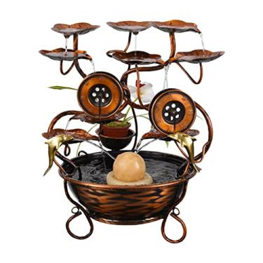 Imagem de XFNVXC Fonte decorativa para uso interno, fonte de mesa, cobre, fonte de água, fonte da sorte, sala de estar, decoração de casa, ornamentos, fonte de jardim ornamental, casa