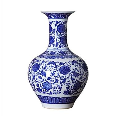 Imagem de AKALNNB Vasos para decoração vintage chinês vento azul e branco vaso de porcelana cerâmica arte vasos decorativos para casa por