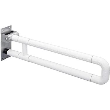 Imagem de Barras de apoio para corrimão, corrimãos de banheiro para idosos, barra dobrável de suporte de assento de banheiro antiderrapante para vaso sanitário trilho de equilíbrio de aço inoxidável em forma de