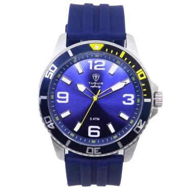 Imagem de Relógio Masculino de Aço Tuguir Analógico Infinity 9169C Prata e Azul e Amarelo