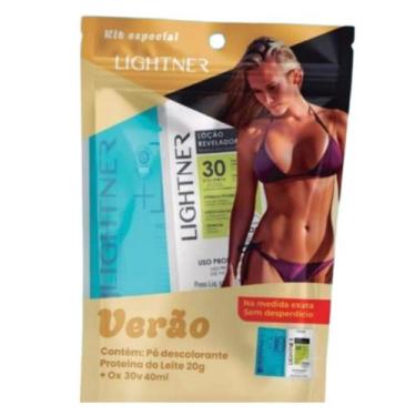 Imagem de Kit Lightner Verão Pó Descolorante 20g e OX 30 Vol 40ml Clareia Pelos 