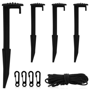 Imagem de 12 peças de estacas de plástico infláveis estacas de barraca resistentes com gancho e amarras acessórios infláveis de quintal de plástico decoração inflável de festa para praia, acampamento, caminhada