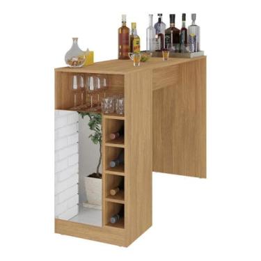 Imagem de Bar Bancada com Adega 1 Porta e Espelho Multimóveis Mp1090 Madeirado -