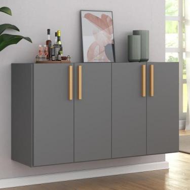 Imagem de Aparador Buffet 4 Portas Suspenso Viena Grafite Natural - MULTIMOVEIS